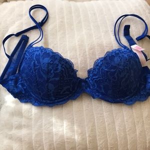 Blue lace bra